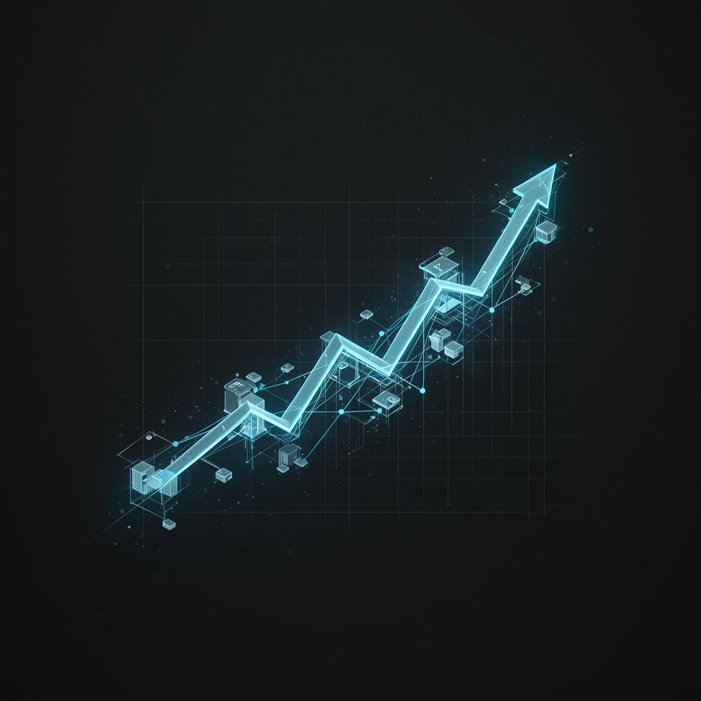 Abstract visualization of ascending pipeline growth across networked accounts